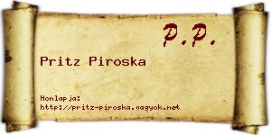 Pritz Piroska névjegykártya